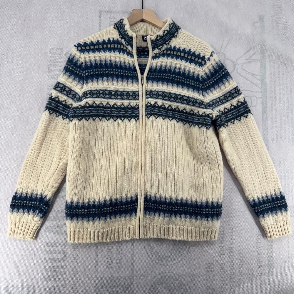 Vintage LAND'S END Wool Fair Isle Nordic SWEATER Womens L Cottagecore Grannycore
